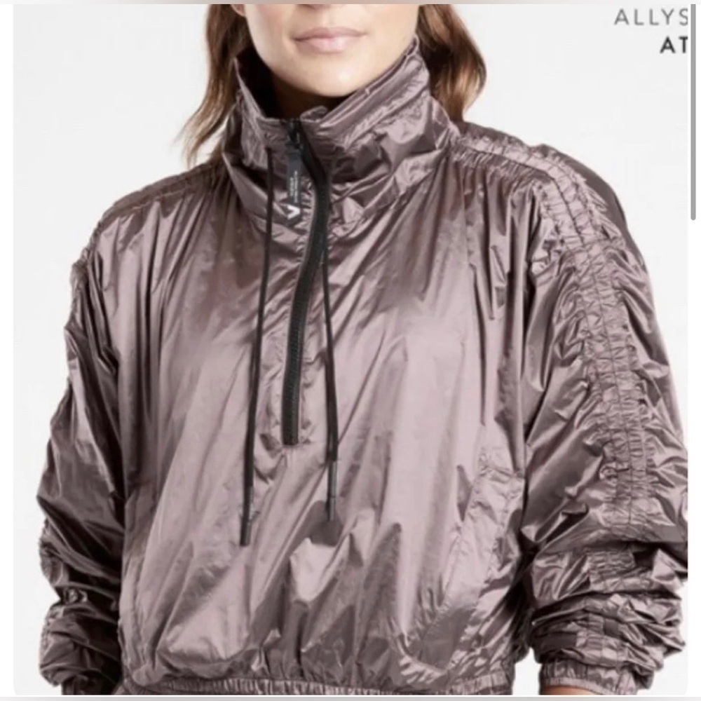 Athleta x Allyson Felix Luxe Crop Half Zip Pull Over Jacket Metallic Brown: XS